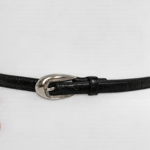 Brighton Accessories - Brighton Black Croc Embossed Leather Heart Concho Belt Silver Buckle B10293 32 M